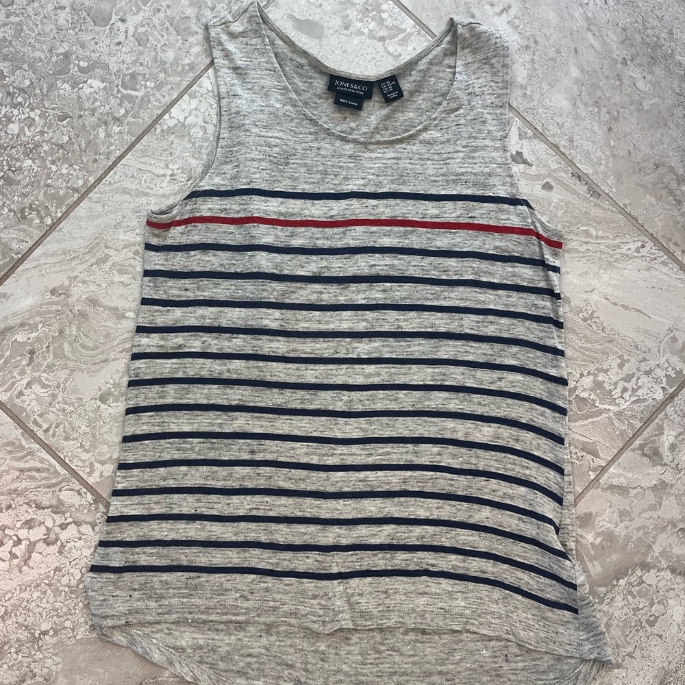 Linen Tank with Red and Blue Stripes, XS